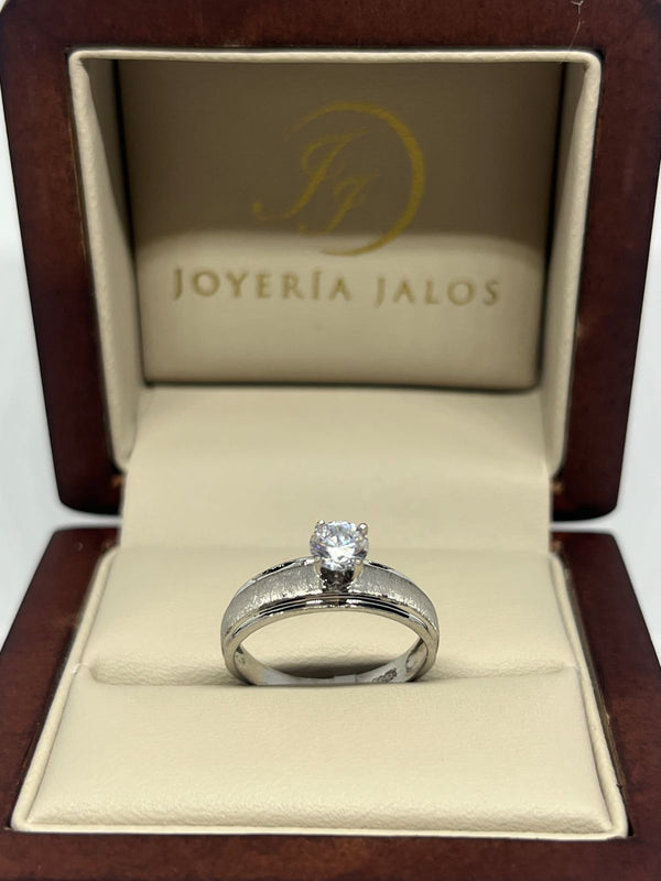 Anillo Compromiso Oro Blanco 14K Zirconia