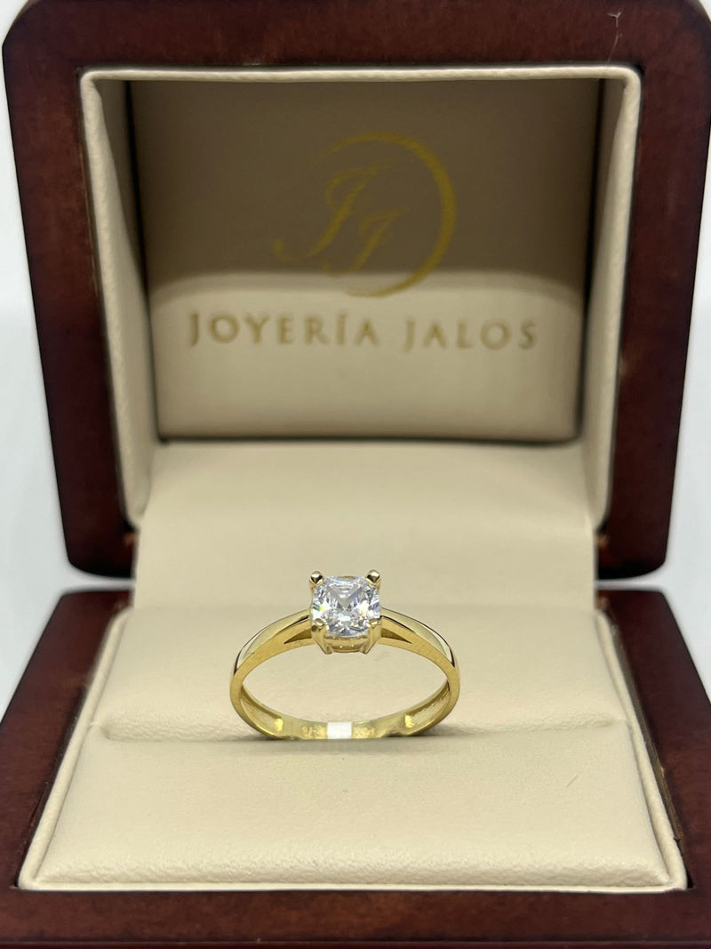 Anillo Compromiso Oro Amarillo 14K Zirconia