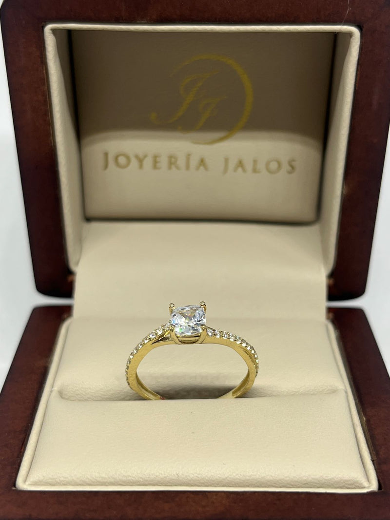 Anillo Compromiso Oro Amarillo 14K Zirconia