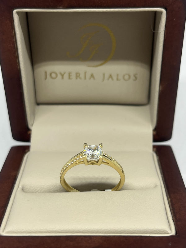 Anillo Compromiso Oro Amarillo 10K Zirconia