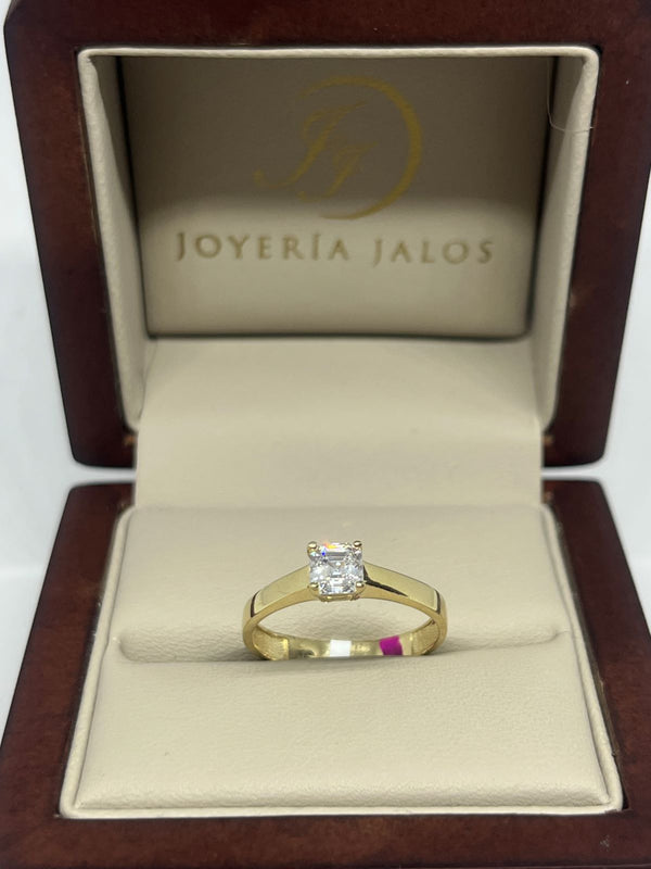 Anillo Compromiso Oro Amarillo 14K Zirconia