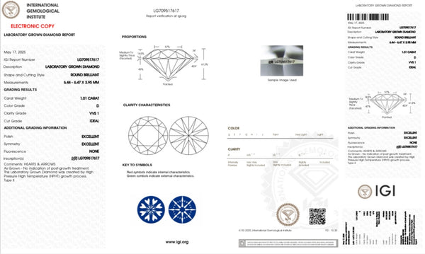 Diamante Laboratorio  Desmontado Redondo IGI 1.01 CT