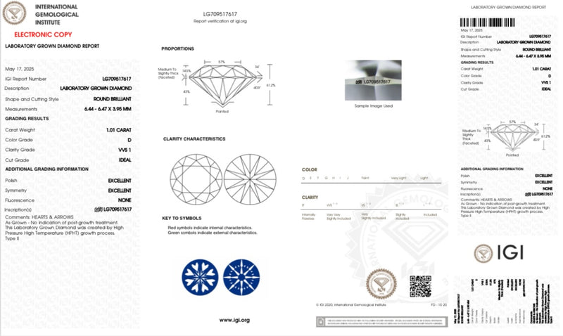 Diamante Laboratorio  Desmontado Redondo IGI 1.01 CT
