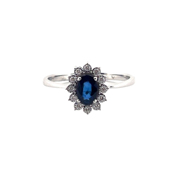 Anillo Zafiro Con Diamantes 14K