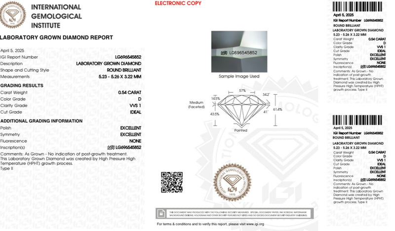 Diamante Laboratorio Desmontado Redondo IGI 0.54 CT