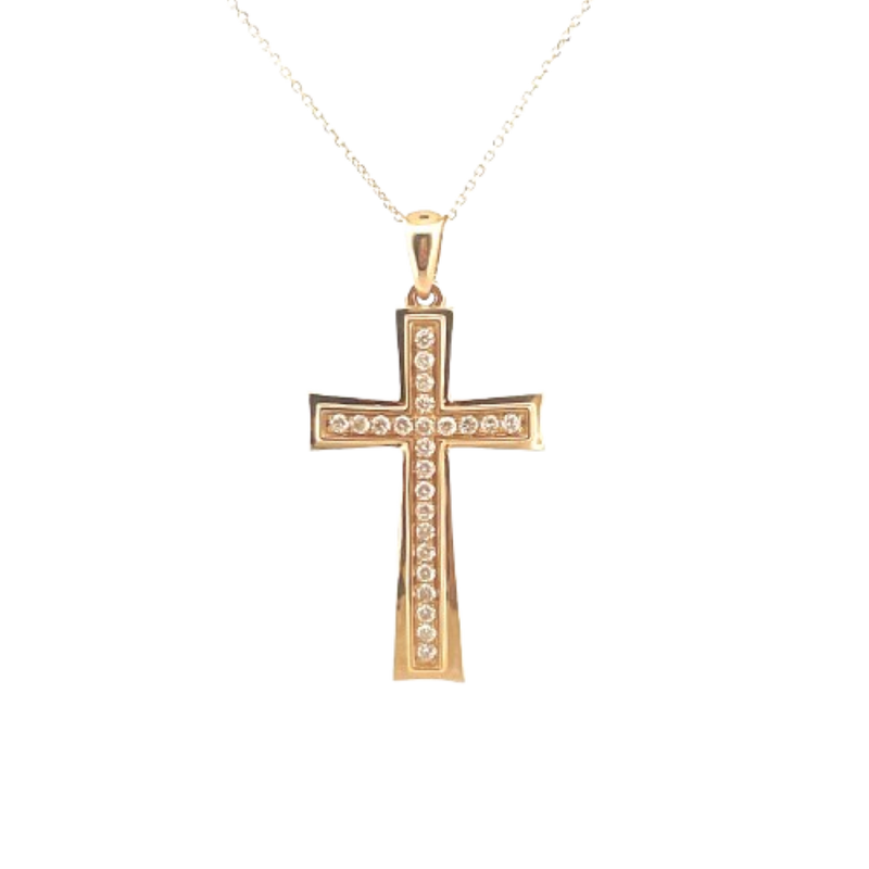 Gargantilla Cruz Con Diamantes 14K