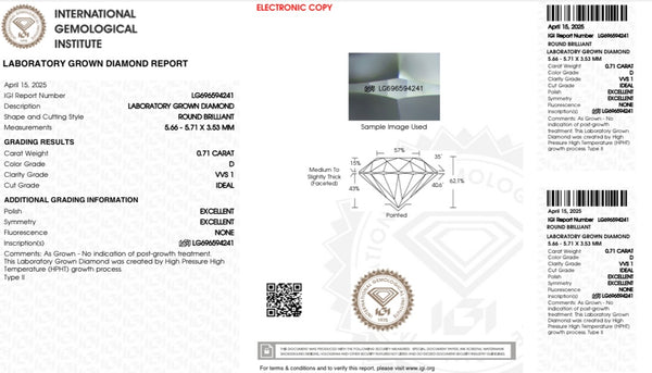 Diamante Laboratorio Desmontado Redondo IGI 0.71 CT
