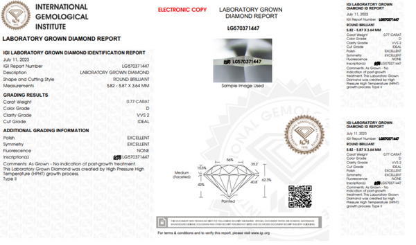 Diamante Laboratorio  Desmontado Redondo IGI 0.77 CT