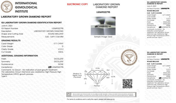 Diamante Laboratorio Desmontado Redondo IGI 0.71 CT