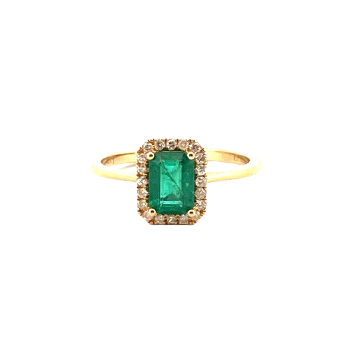 Anillo Esmeralda Con Diamantes 14K