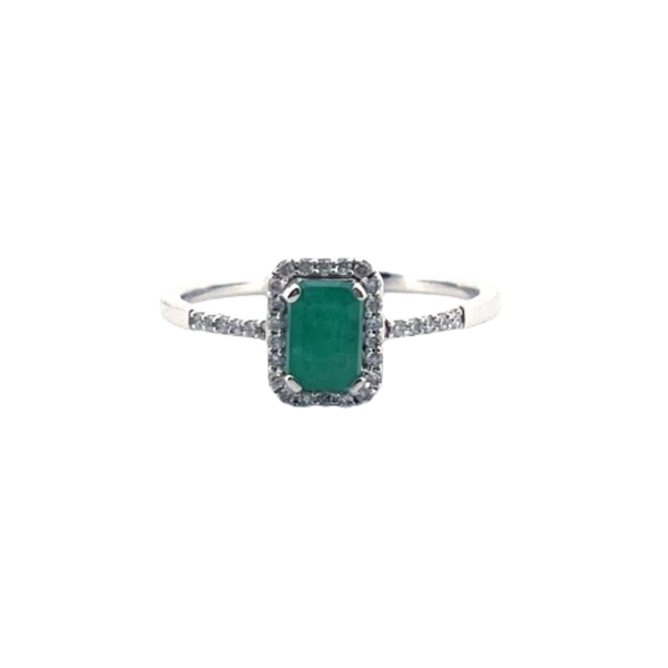 Anillo Esmeralda Con Diamantes 14K