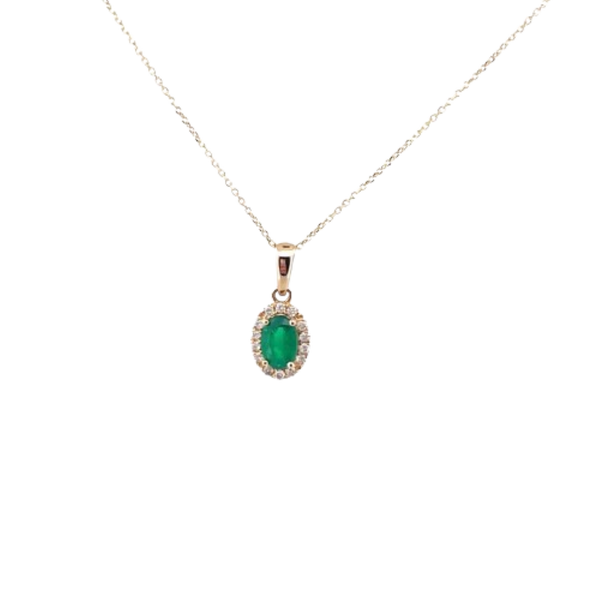 Gargantilla Esmeralda Con Diamantes 14K