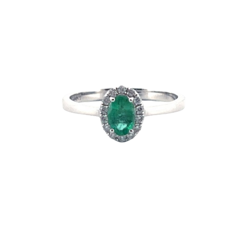 Anillo Esmeralda Con Diamantes 14K