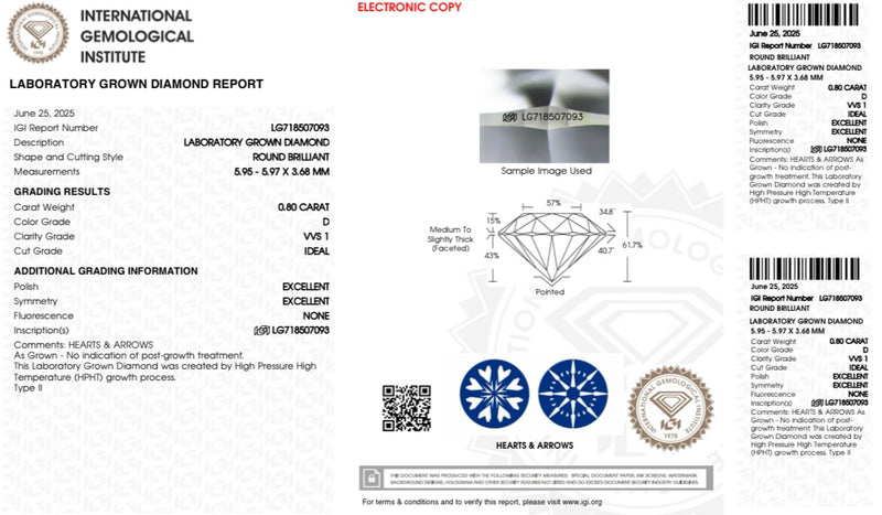 Diamante Laboratorio  Desmontado Redondo IGI 0.80 CT