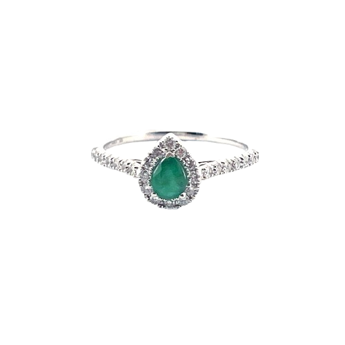 Anillo Esmeralda Con Diamantes 14K