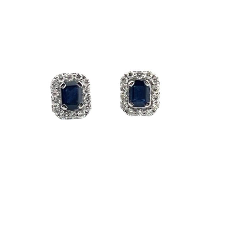 Aretes Zafiro Con Diamantes 14K