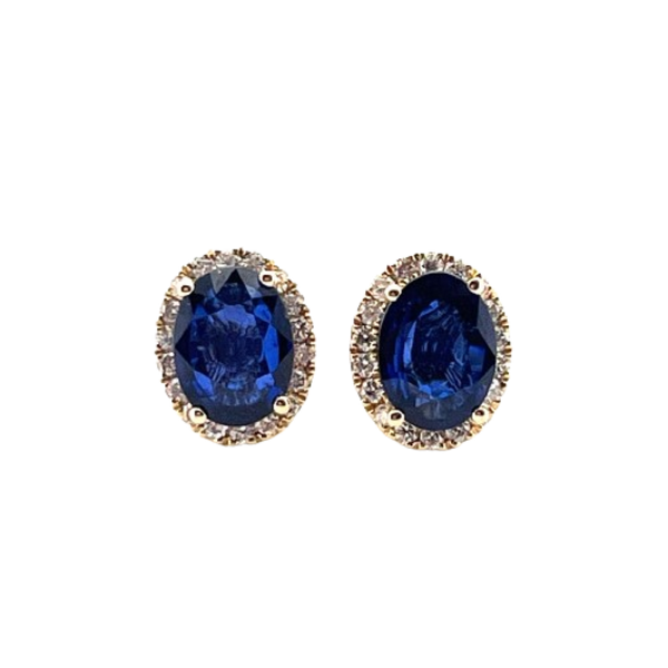 Aretes Zafiro Con Diamantes 14K
