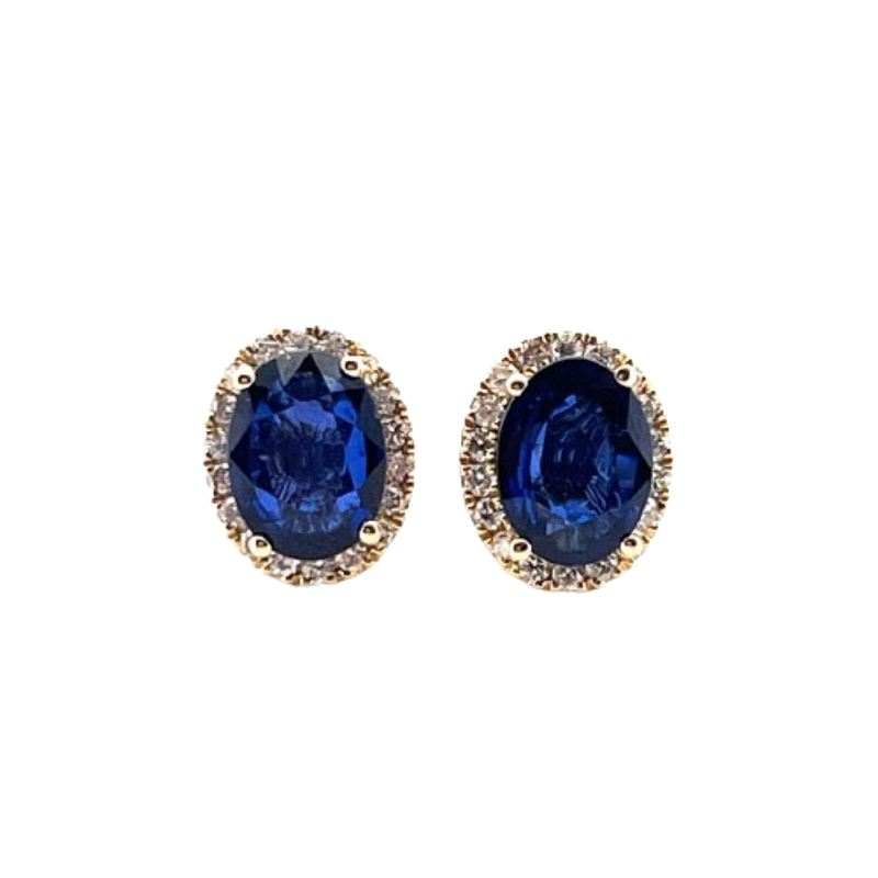 Aretes Zafiro Con Diamantes 14K