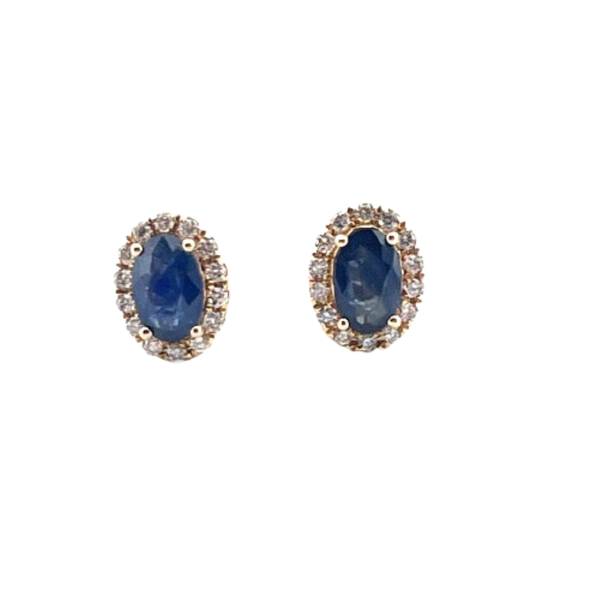 Aretes Zafiro Con Diamantes 14K