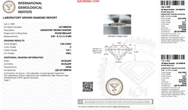 Diamante Laboratorio Desmontado Redondo IGI 0.50 CT
