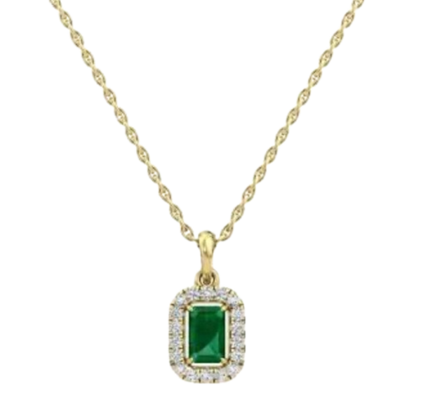 Gargantilla Esmeralda Con Diamantes 14K