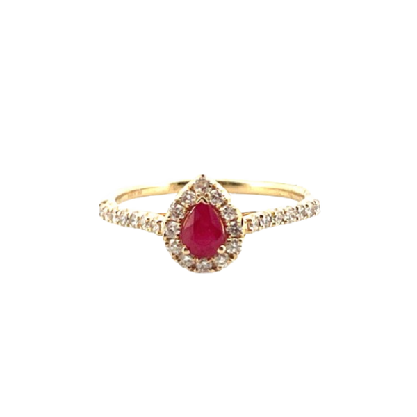 Anillo Rubi Con Diamantes 14K