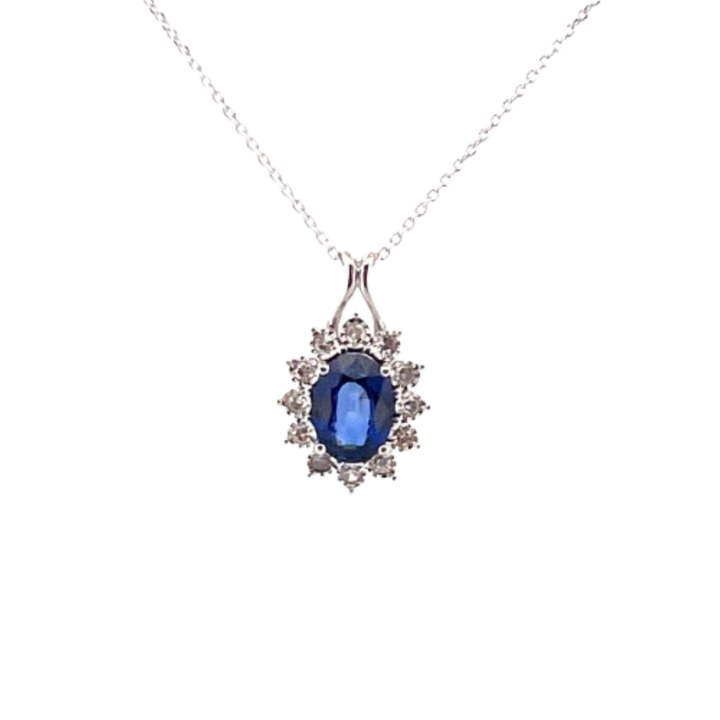 Gargantilla Zafiro Con Diamantes 14K