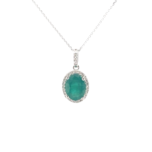 Gargantilla Esmeralda Con Diamantes 14K