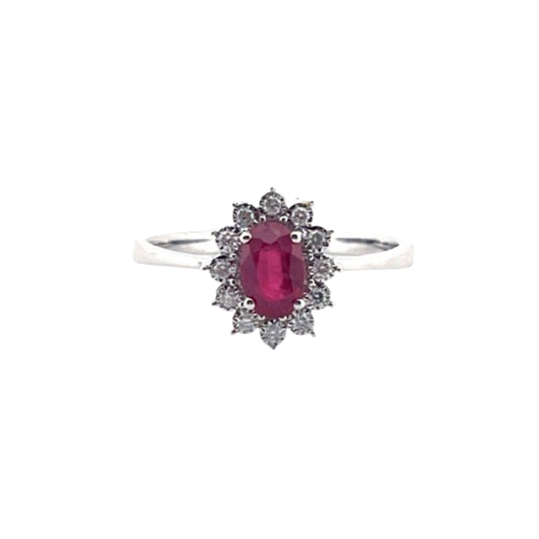 Anillo Rubi Con Diamantes 14K
