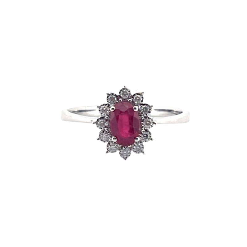 Anillo Rubi Con Diamantes 14K