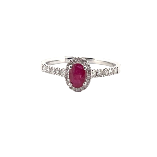 Anillo Rubi Con Diamantes 14K
