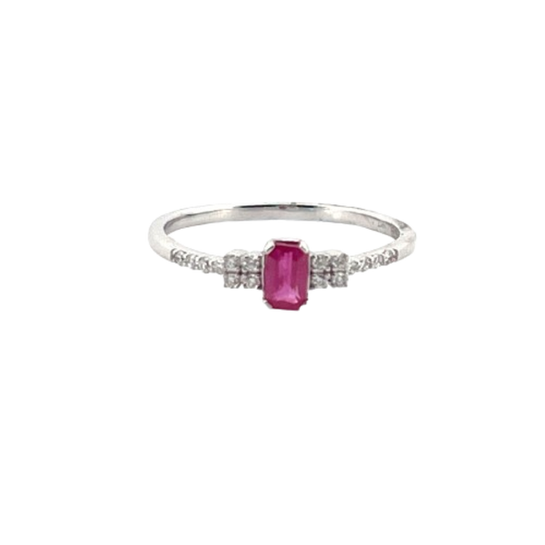 Anillo Rubi Con Diamantes 14K