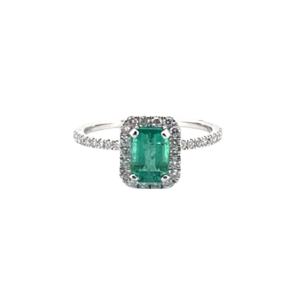 Anillo Esmeralda Con Diamantes 14K