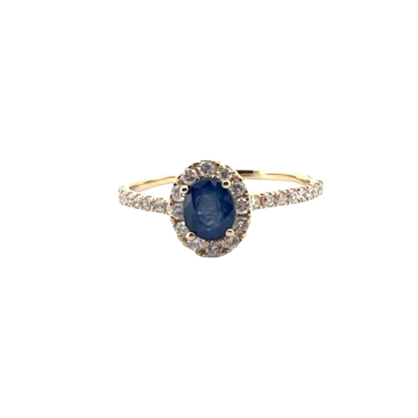 Anillo Zafiro Con Diamantes 14K