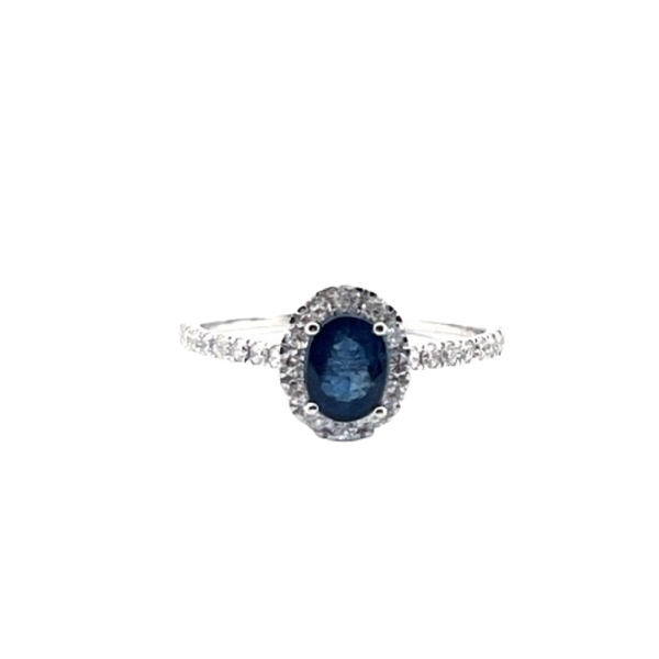 Anillo Zafiro Con Diamantes 14K