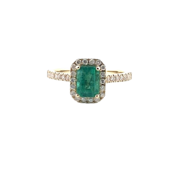 Anillo Esmeralda Con Diamantes 14K