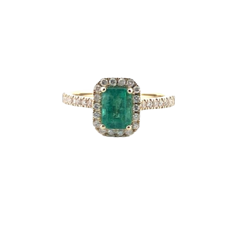 Anillo Esmeralda Con Diamantes 14K