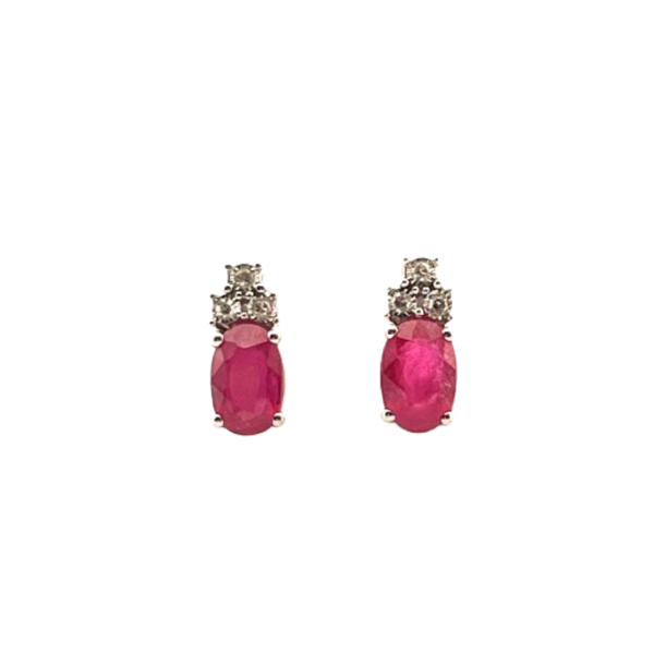 Aretes Rubí Con Diamantes 14K