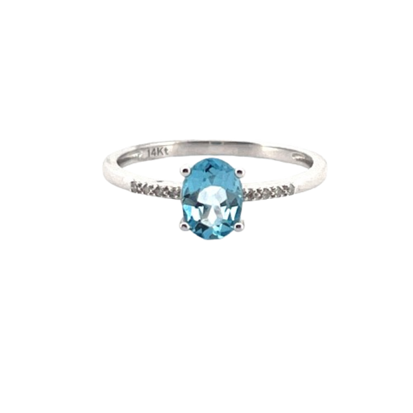 Anillo Topacio Con Diamantes 14K