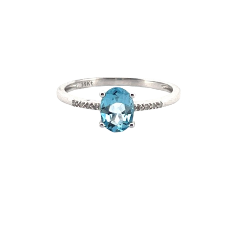 Anillo Topacio Con Diamantes 14K