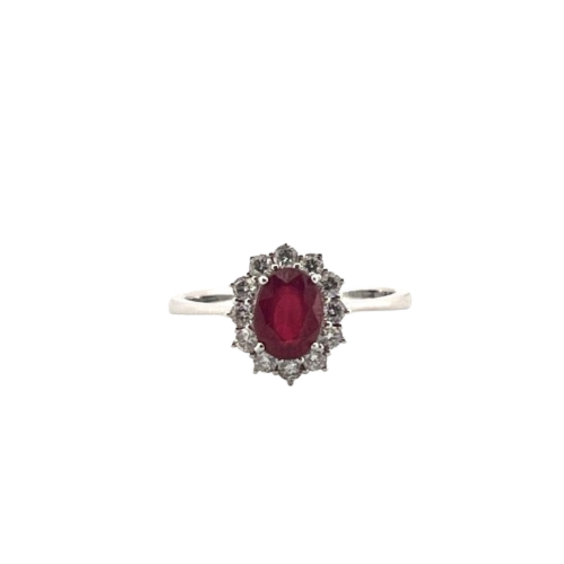 Anillo Rubí Con Diamantes 14K