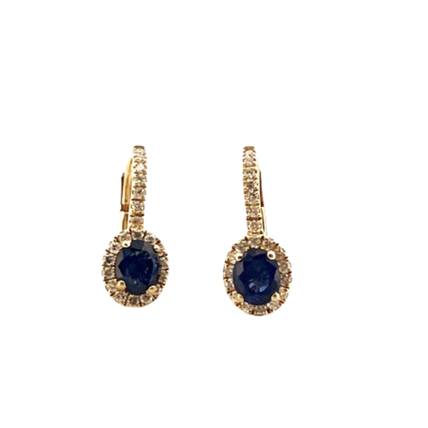 Aretes Zafiro Con Diamantes 14K