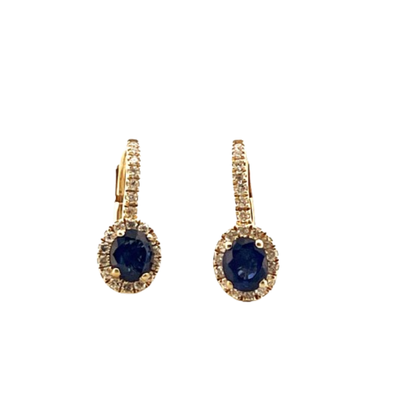 Aretes Zafiro Con Diamantes 14K