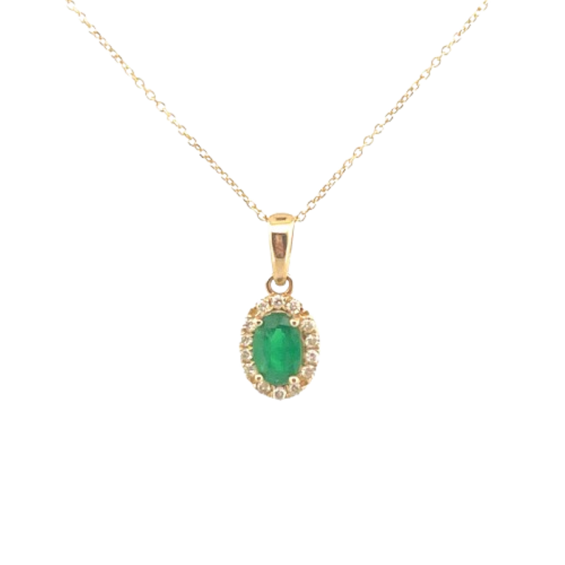 Gargantilla Esmeralda Con Diamantes 14K