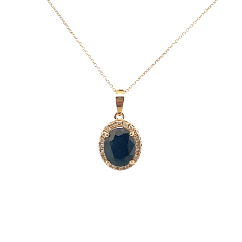 Gargantilla Zafiro Con Diamantes 14K