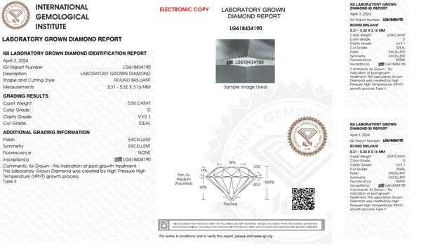 Diamante Laboratorio Desmontado Redondo IGI 0.54 CT (p)