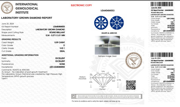 Diamante Laboratorio Desmontado Redondo IGI 0.59 CT (p)