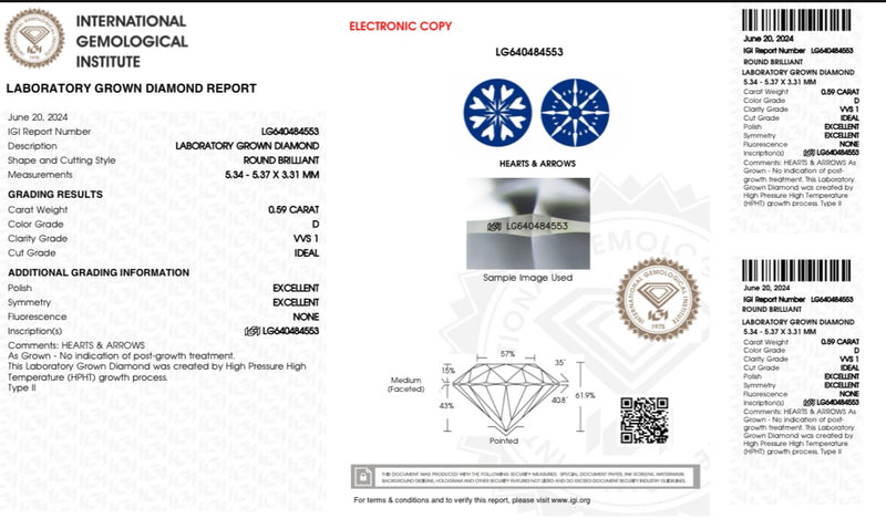 Diamante Laboratorio Desmontado Redondo IGI 0.59 CT (p)