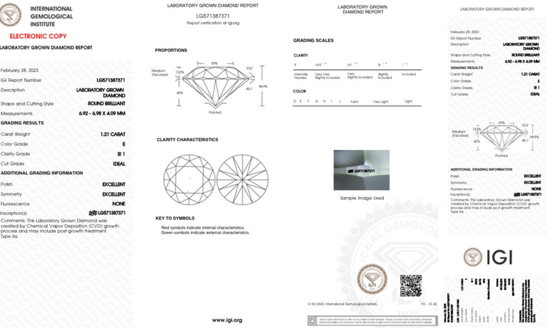 Diamante Laboratorio  Desmontado Redondo IGI 1.21 CT