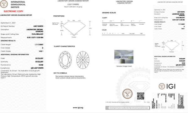 Diamante Laboratorio Desmontado Oval IGI 1.11 CT (p)